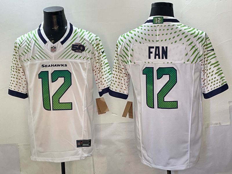 Men Seattle Seahawks #12 Fan White 5th generations Throwback 2026 Nike Limited NFL Jersey style 03